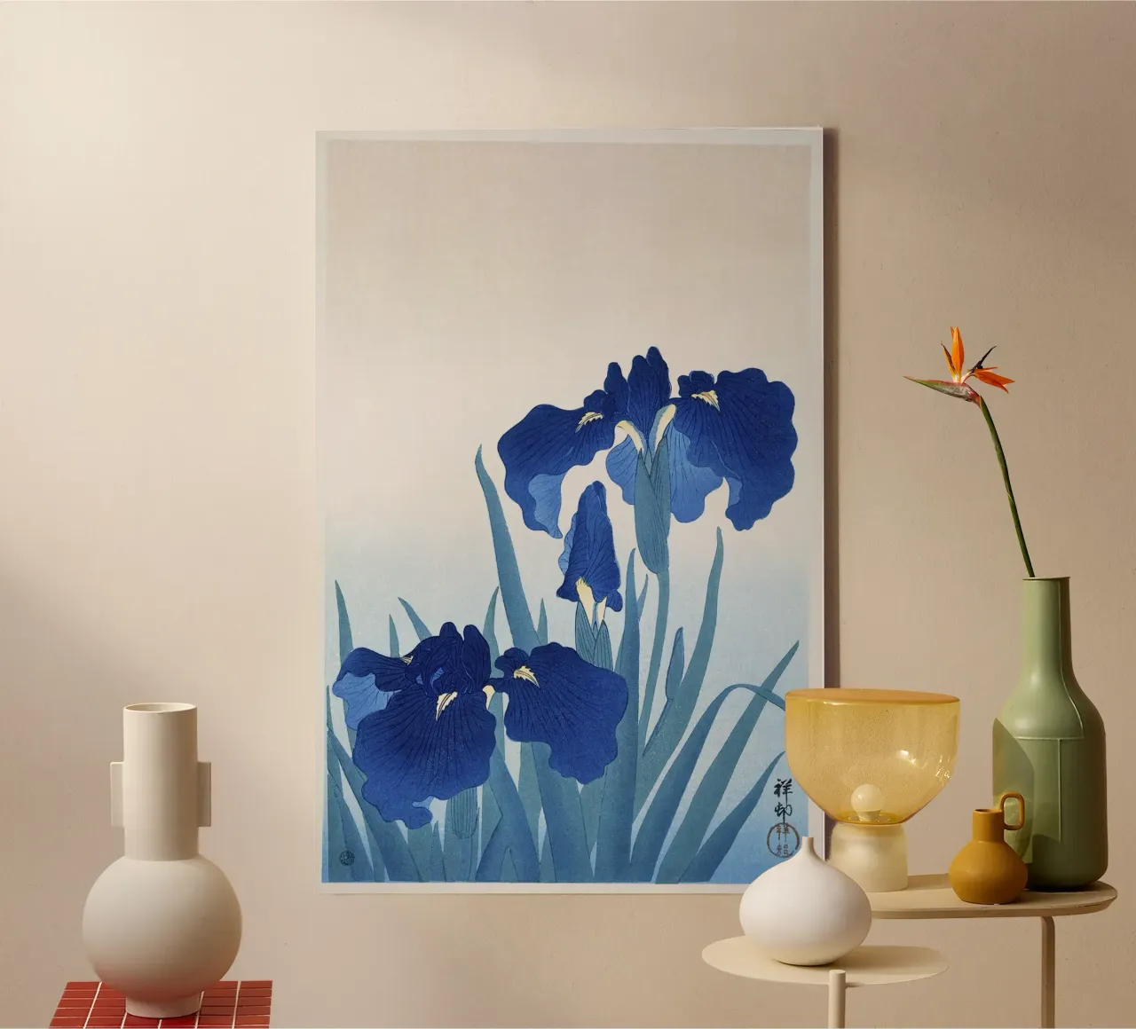 Fiori di iris 1925 di Ohara Koson tela con Cornice a cassetta da Pretty Flowers Vintage Botanicals