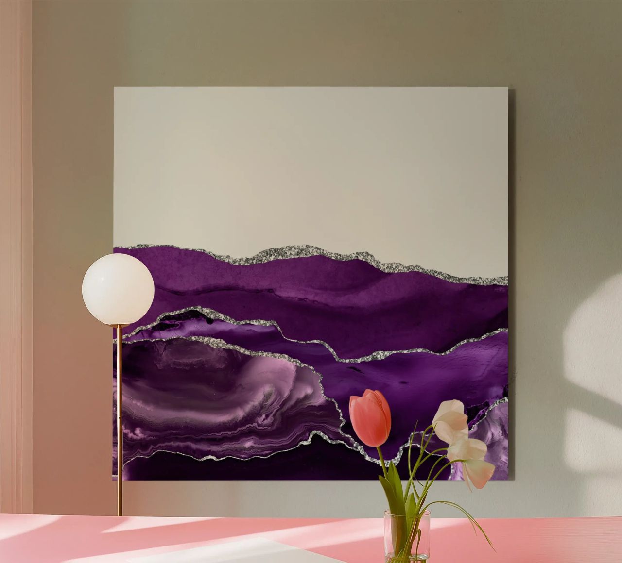 Agata viola e argento Texture 07 alluminio dibond da Gemstone Textures
