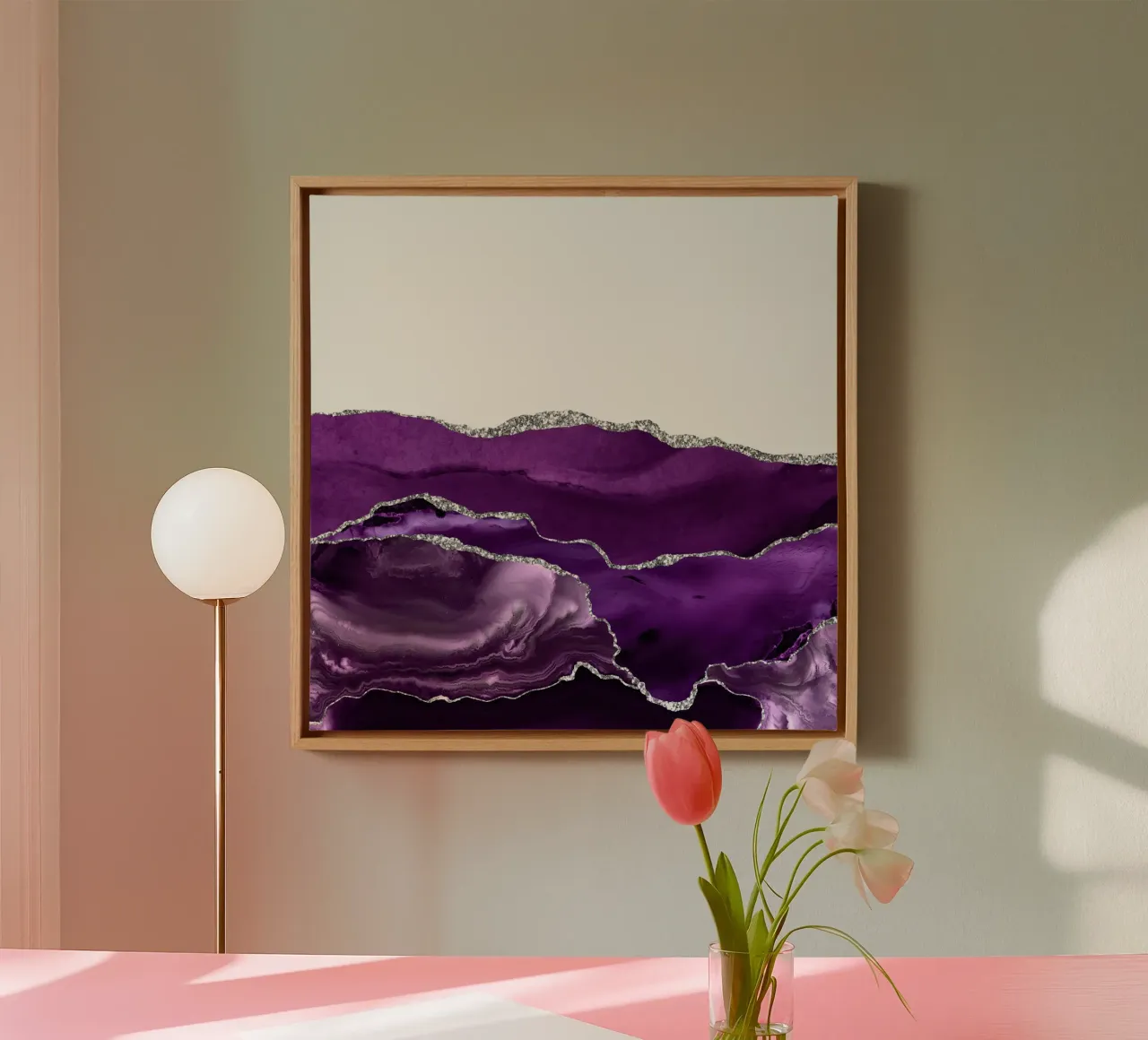 Lila & Silber Achat Textur 07 Leinwand von Gemstone Textures