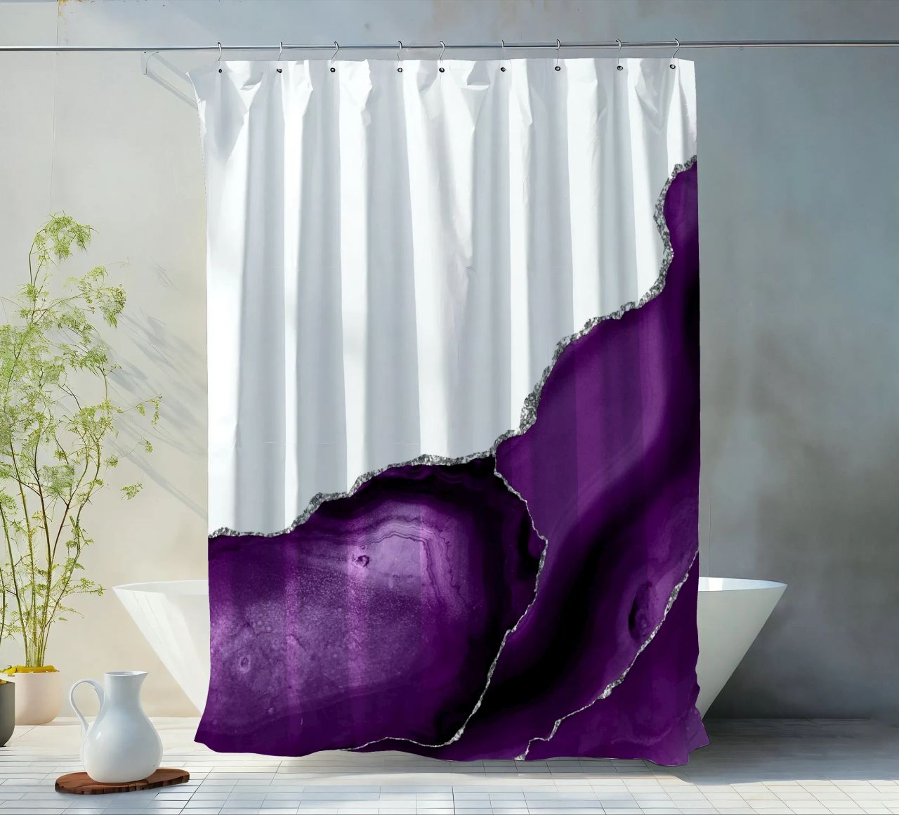 Agata viola e argento Texture 08 tenda da doccia da Gemstone Textures