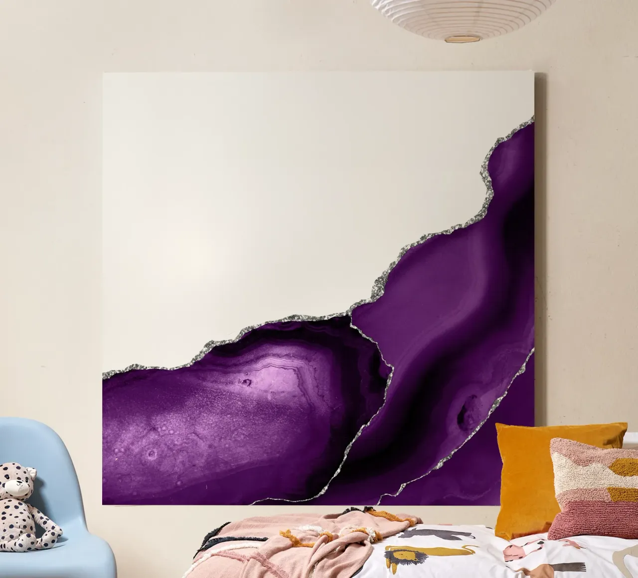 Lila & Silber Achat Textur 08 Leinwand von Gemstone Textures