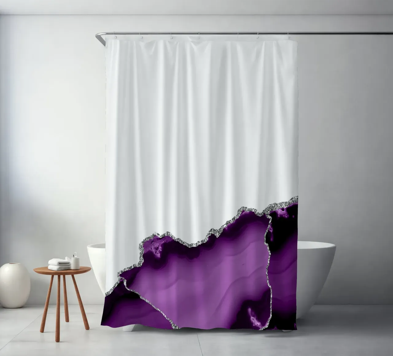Purple & Silver Agate Texture 09 shower curtain by Gemstone Textures