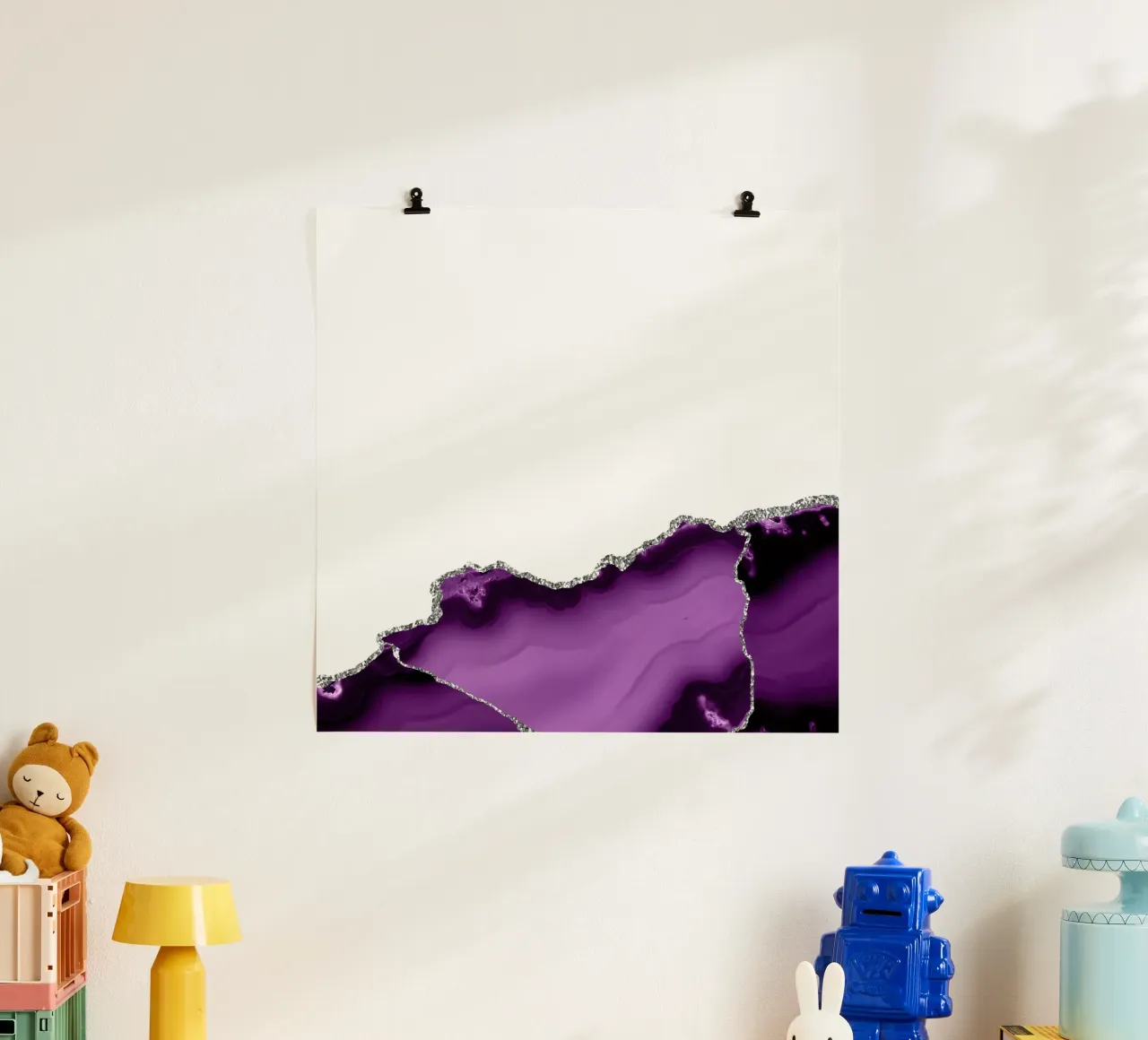 Agata viola e argento Texture 09 poster con telaio in legno da Gemstone Textures