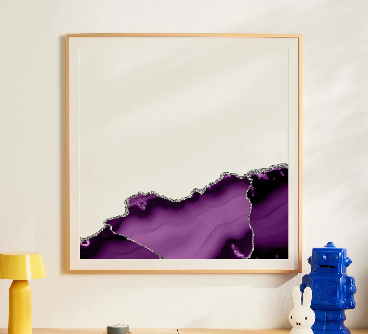 Agata viola e argento Texture 09 poster con telaio in legno da Gemstone Textures