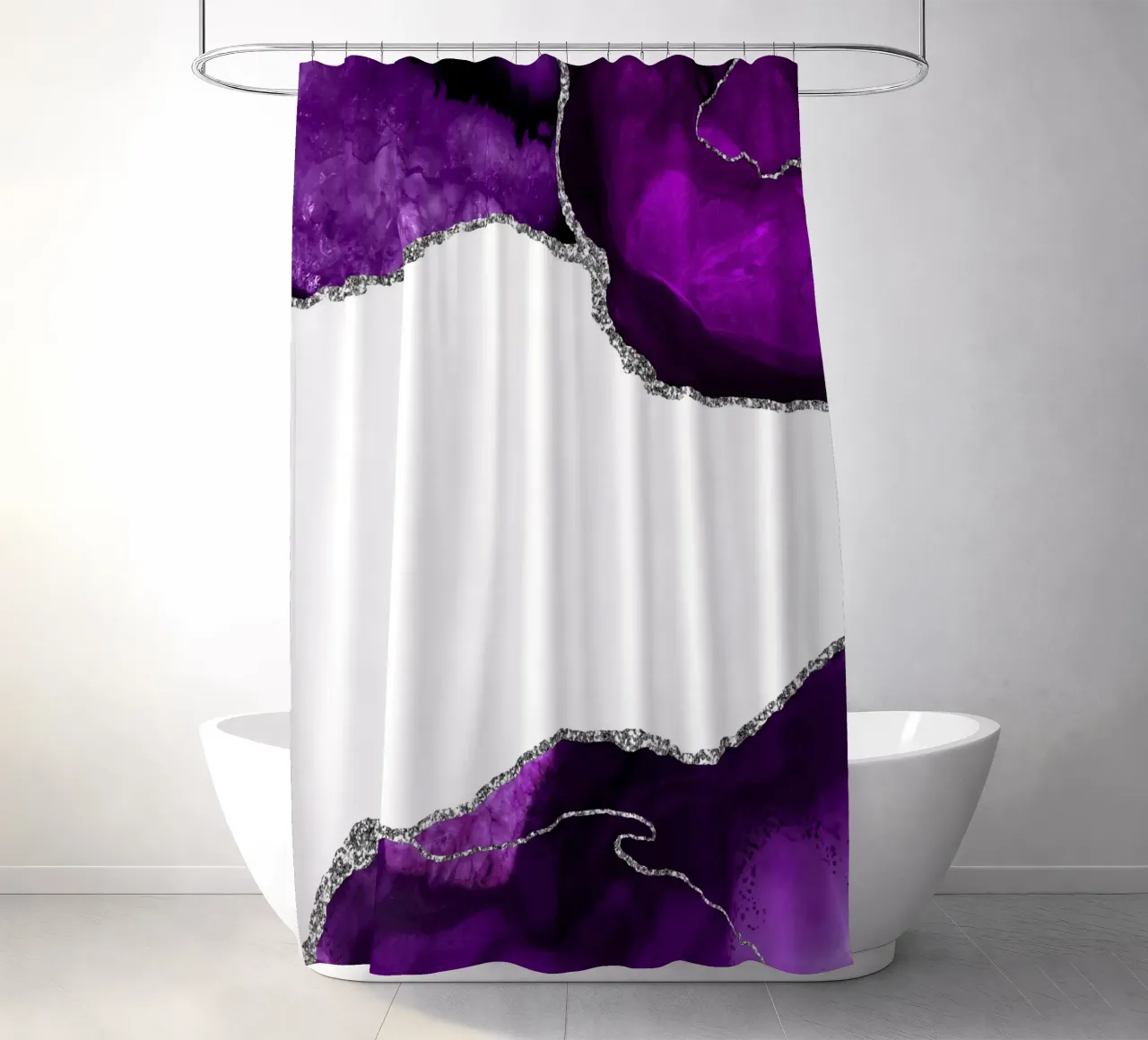 Lila & Silber Achat Textur 11 Duschvorhang von Gemstone Textures