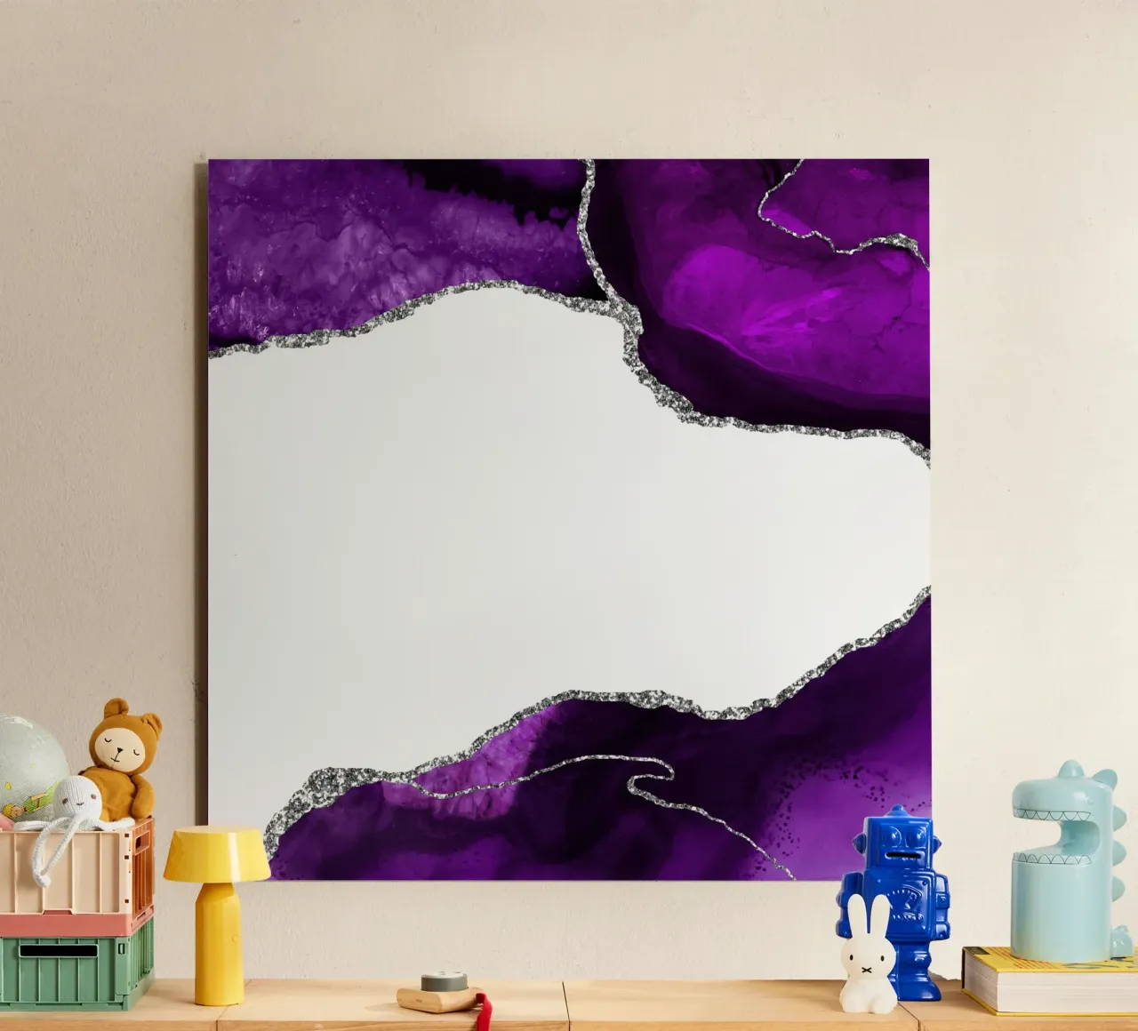 Lila & Silber Achat Textur 11 Alu-Dibond von Gemstone Textures