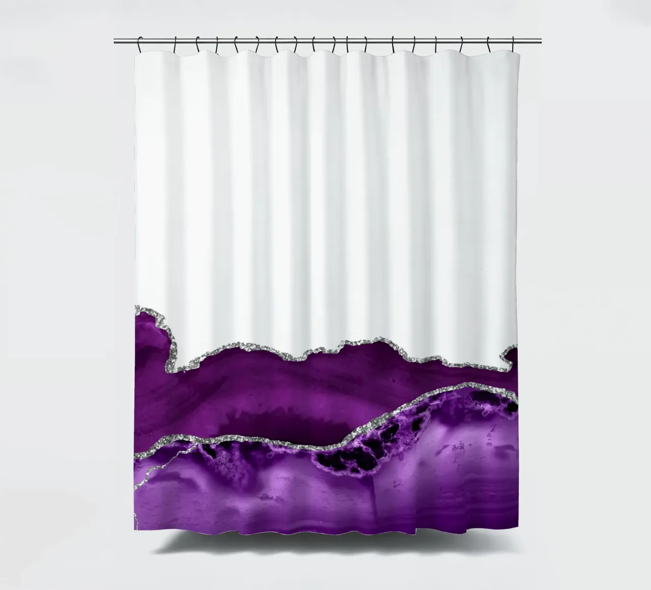 Ágata morada y plateada Textura 12 cortina de baño de Gemstone Textures