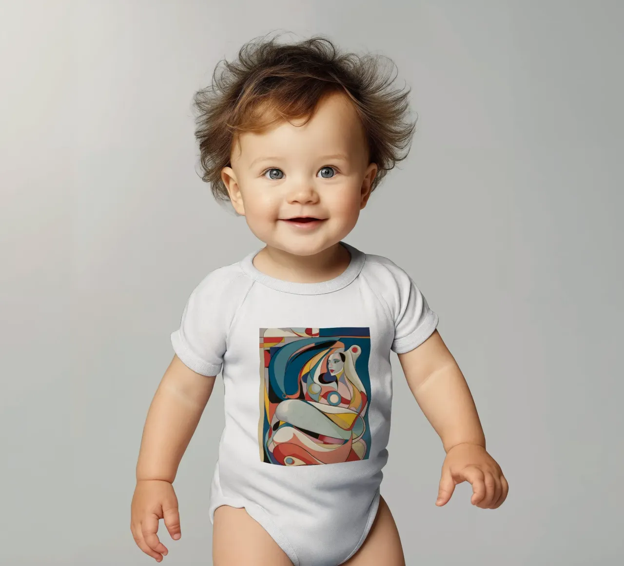 Abstract Symphony of Colors short-sleeve baby romper by Crimson Whisper