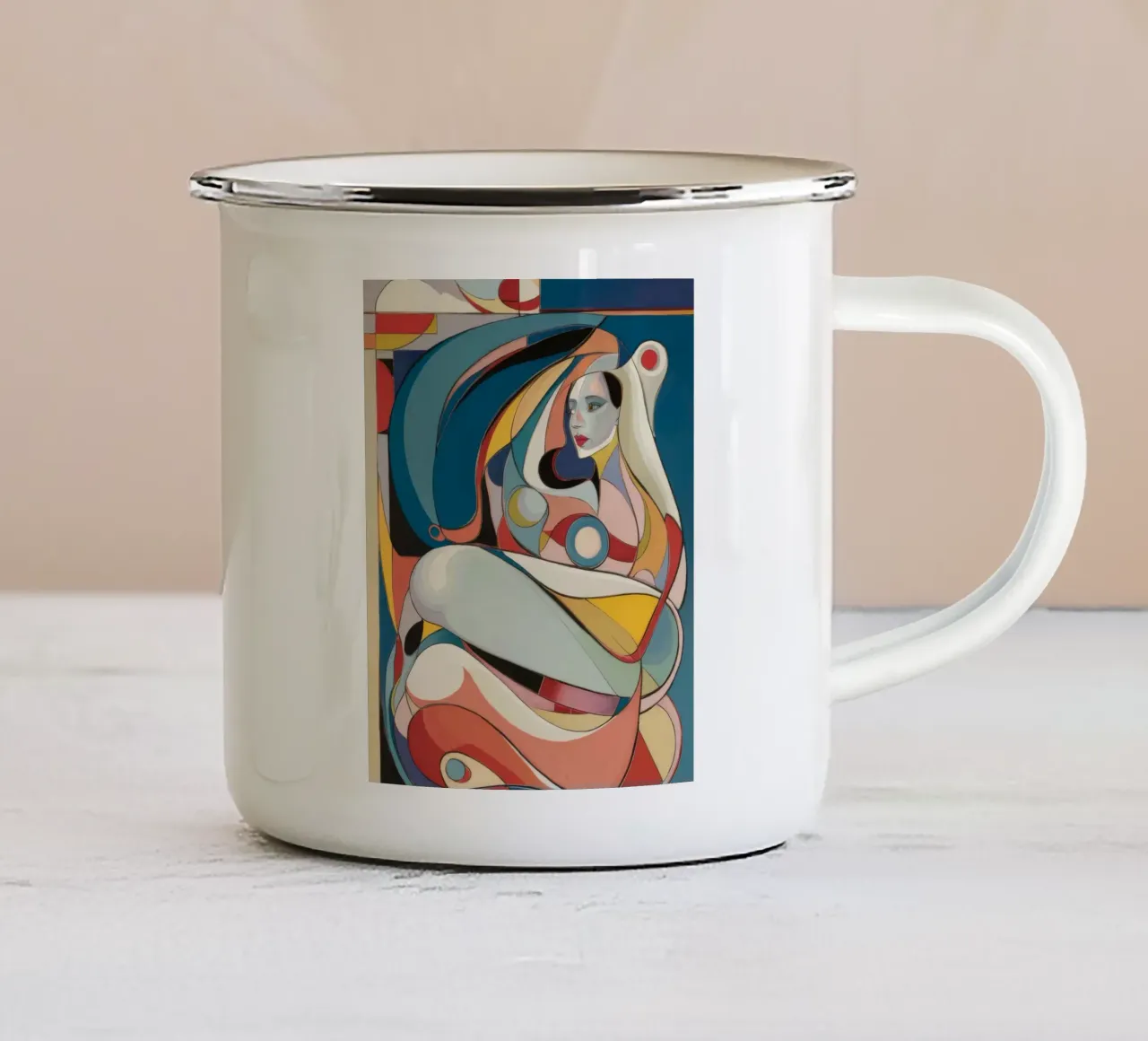 Sinfonia astratta di colori tazza in smalto da Crimson Whisper