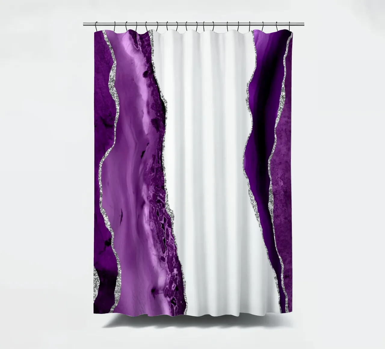 Lila & Silber Achat Textur 14 Duschvorhang von Gemstone Textures