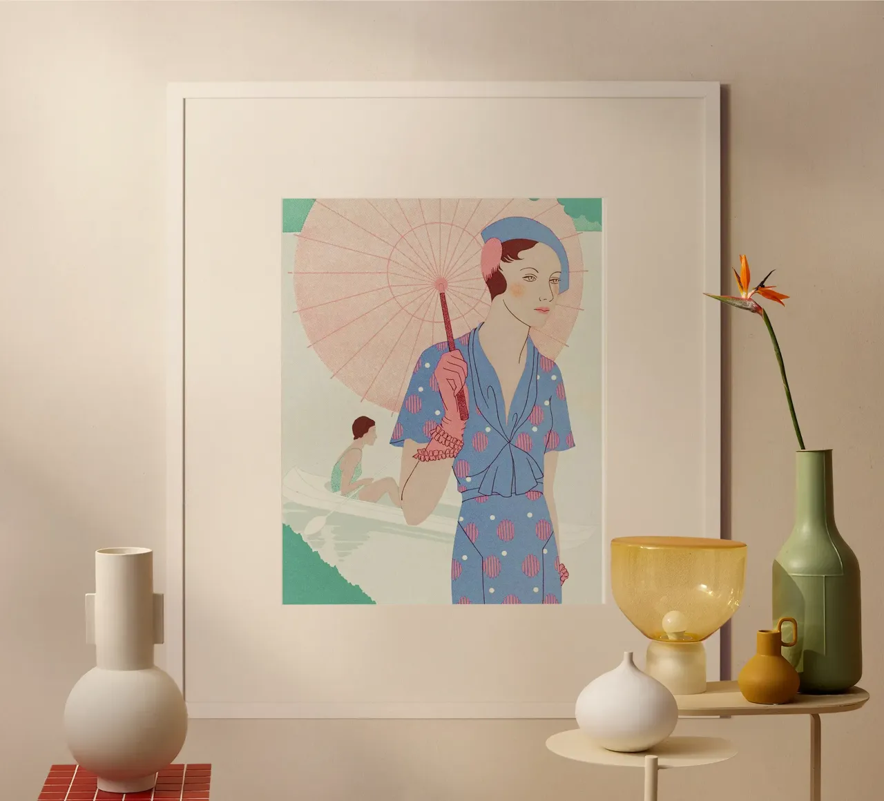 Arte - Gusto - Bellezza, Foglie di eleganza femminile M. Renaud poster con telaio in plastica da Venus Art