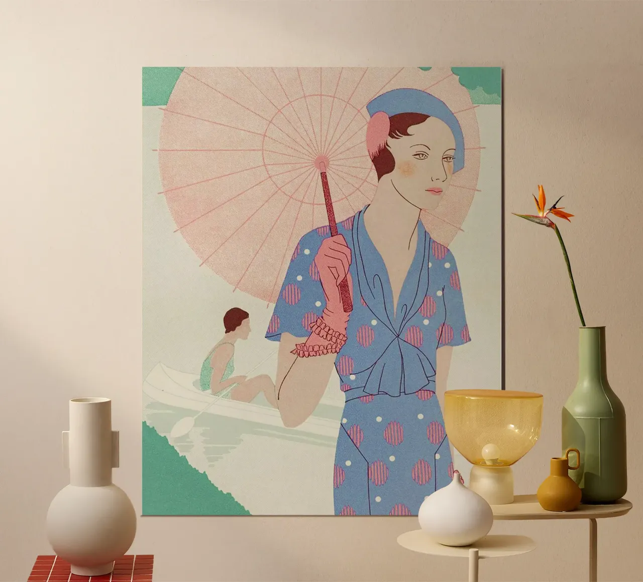 Arte - Gusto - Bellezza, Foglie di eleganza femminile M. Renaud poster con telaio in plastica da Venus Art
