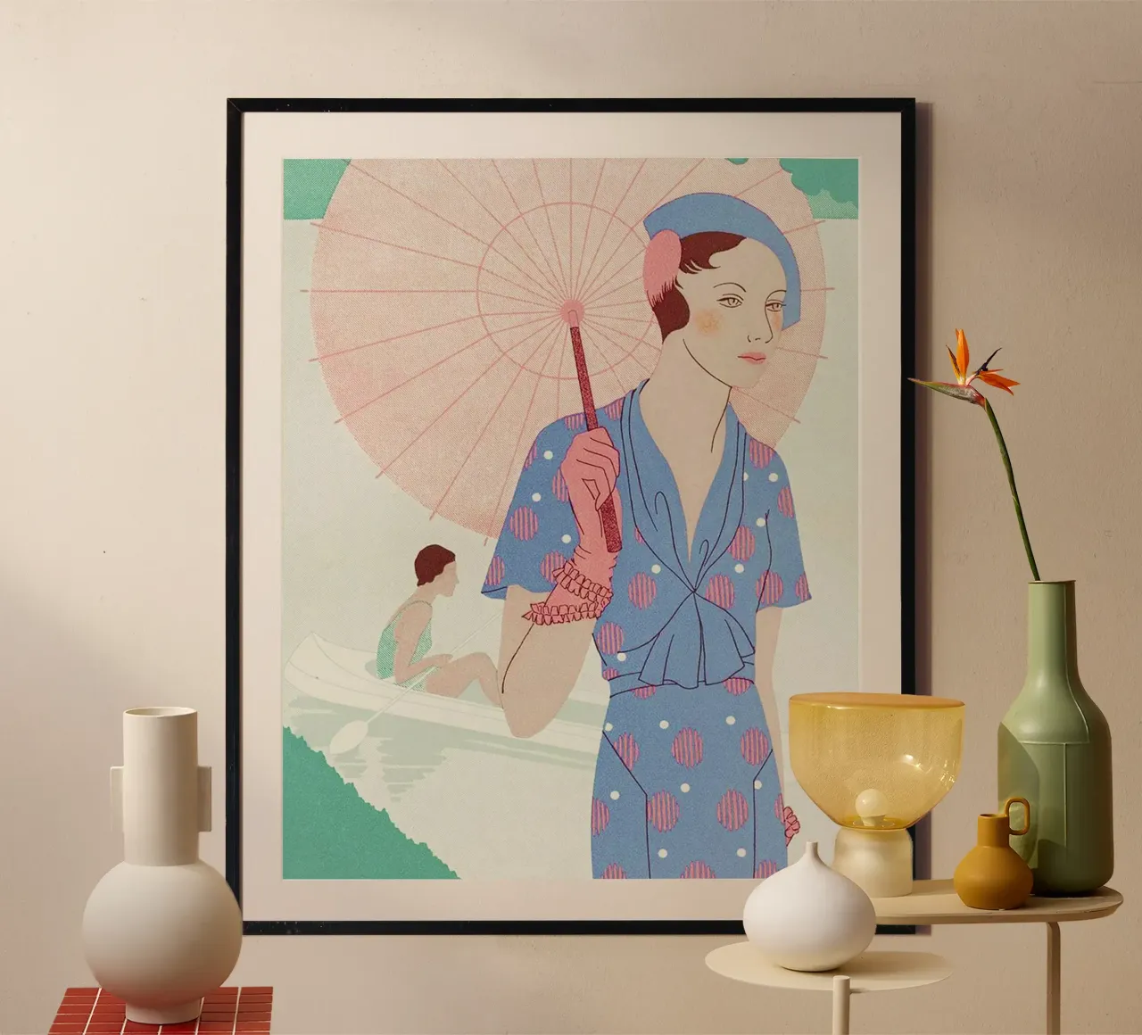 Arte - Gusto - Bellezza, Foglie di eleganza femminile M. Renaud poster con telaio in plastica da Venus Art