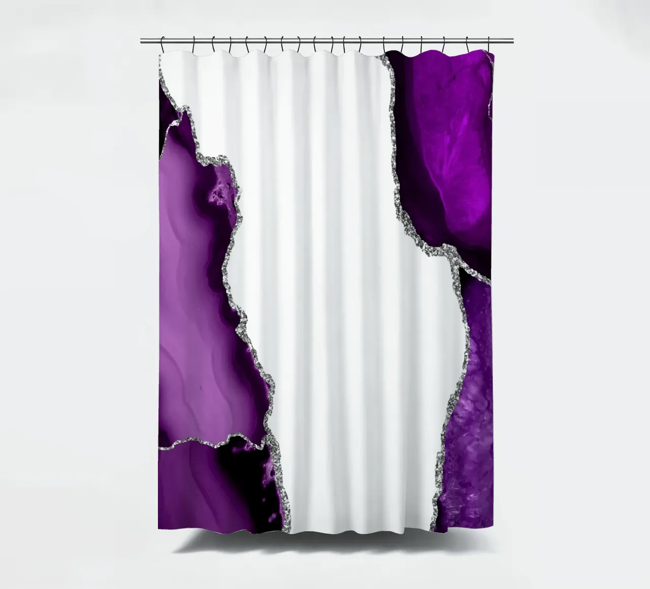 Ágata morada y plateada Textura 15 cortina de baño de Gemstone Textures