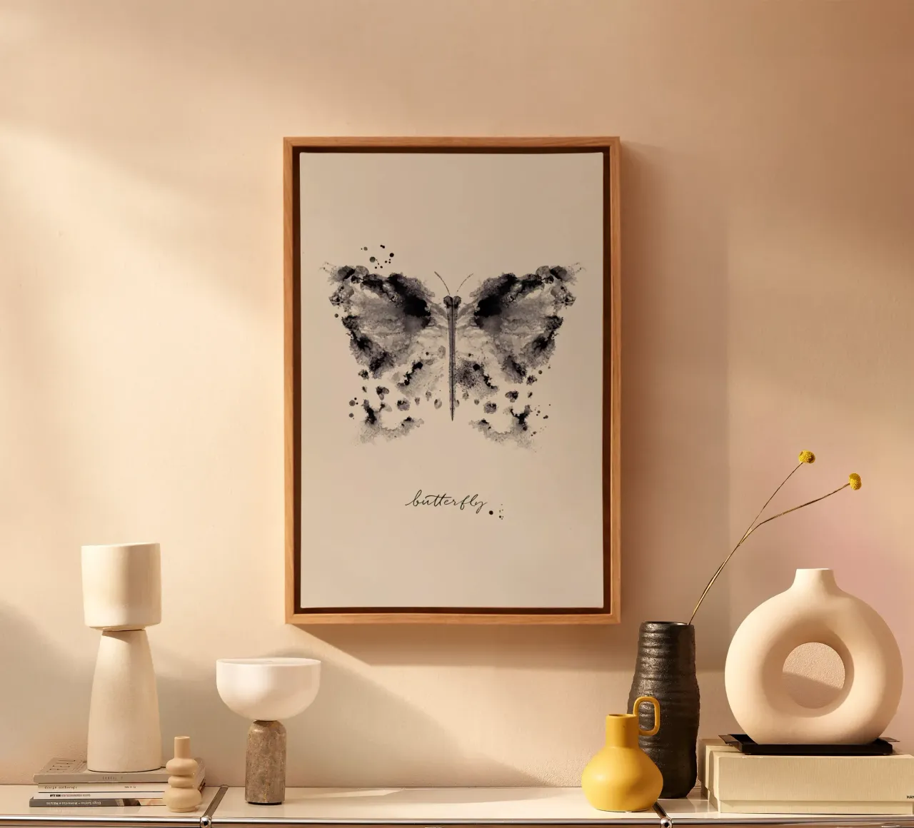Ink Butterfly tela con Cornice a cassetta da Flora & Fauna