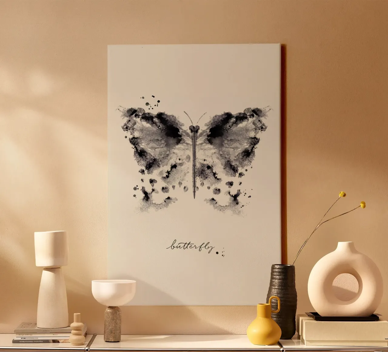Ink Butterfly tela con Cornice a cassetta da Flora & Fauna