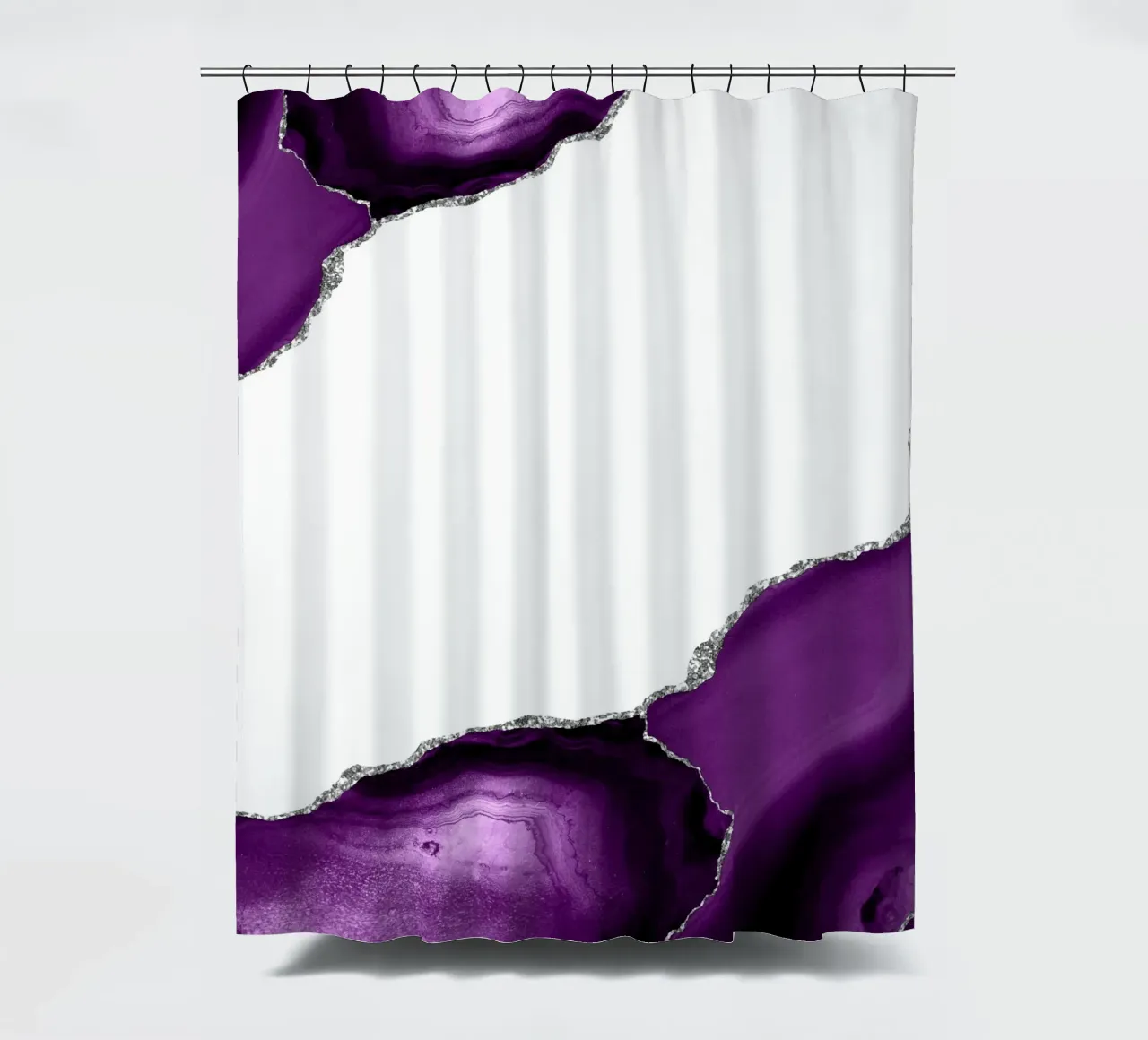 Ágata morada y plateada Textura 16 cortina de baño de Gemstone Textures