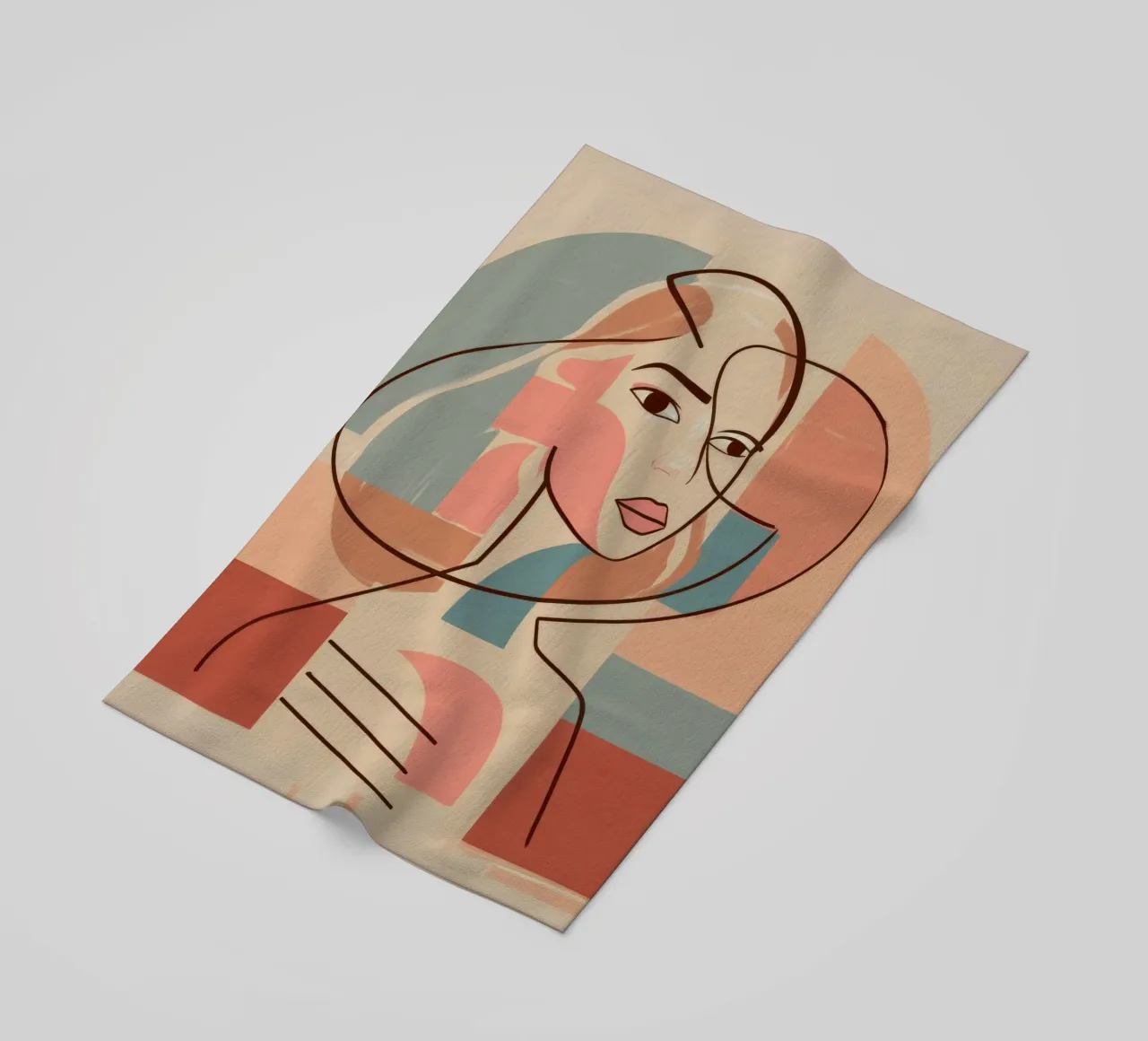Geometric Face Harmony beach towel by Crimson Whisper