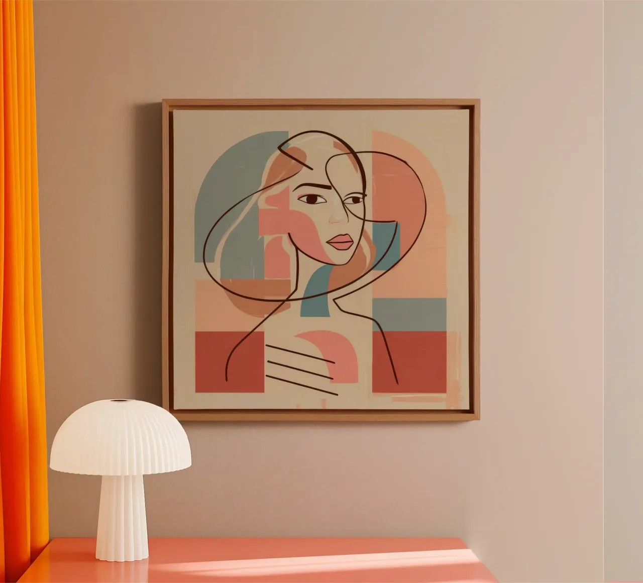 Geometrisch gezichtsharmonie canvas met Baklijst van Crimson Whisper