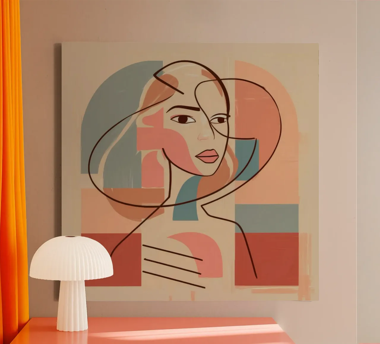 Geometrisch gezichtsharmonie canvas met Baklijst van Crimson Whisper