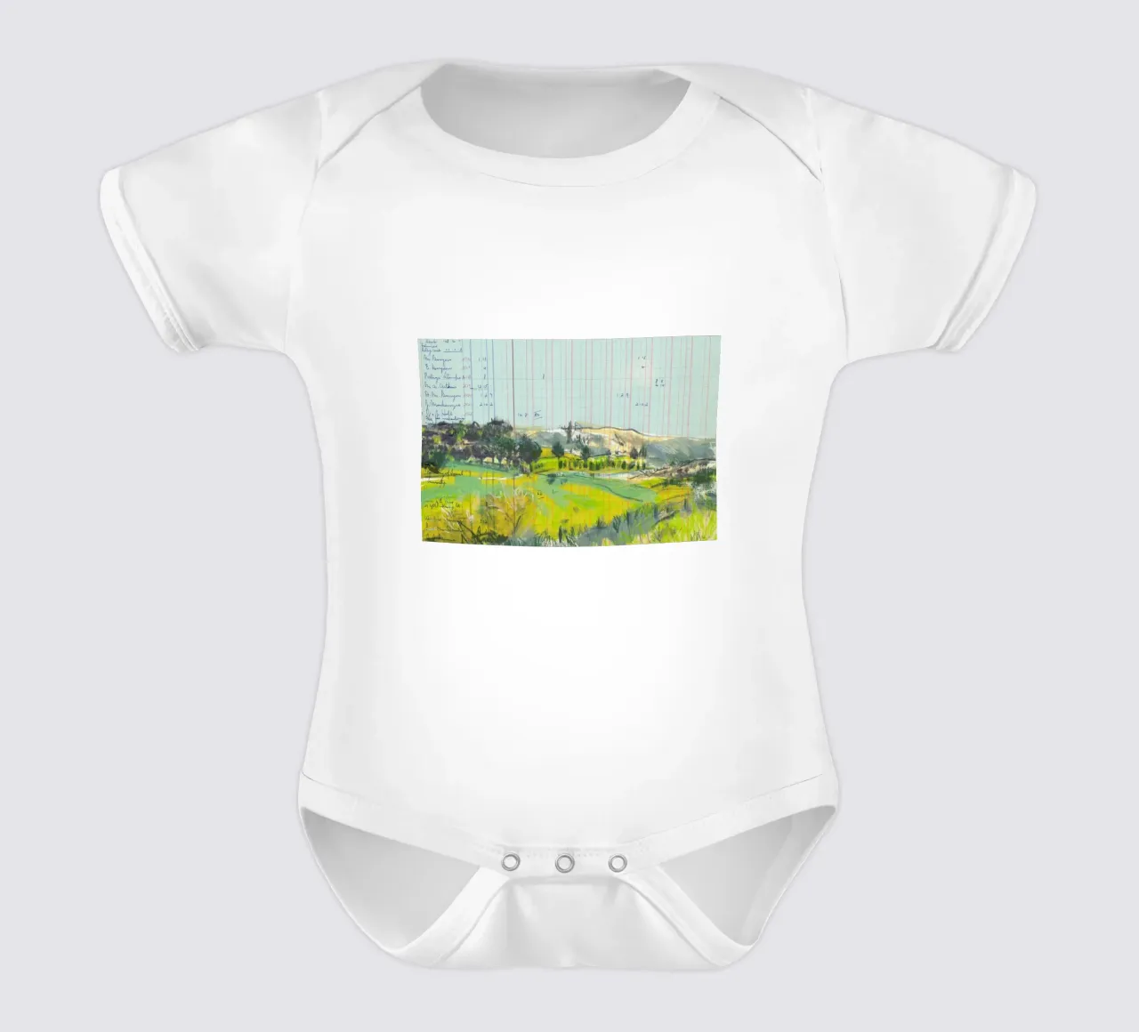 Scottish Borders Landscape On Ledger Paper body neonato maniche corte da Stars Above Us
