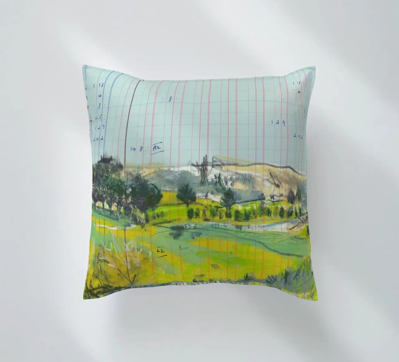 Scottish Borders Landscape On Ledger Paper cuscino da Stars Above Us