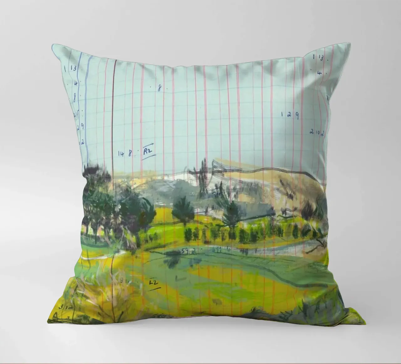 Scottish Borders Landscape On Ledger Paper cuscino da Stars Above Us