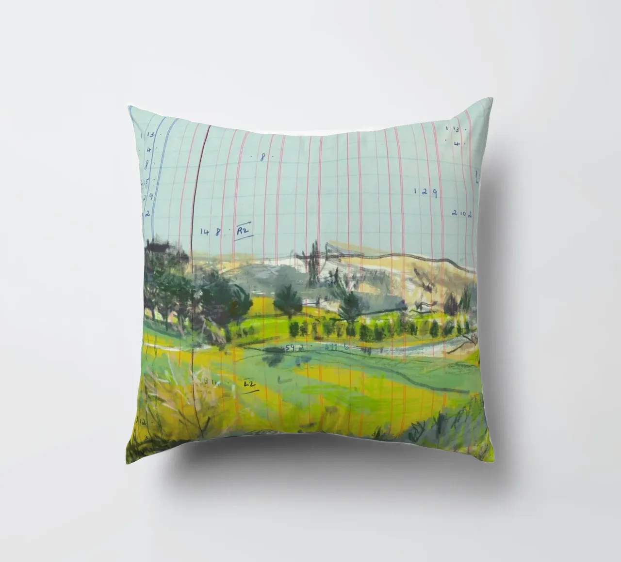 Scottish Borders Landscape On Ledger Paper cuscino da Stars Above Us