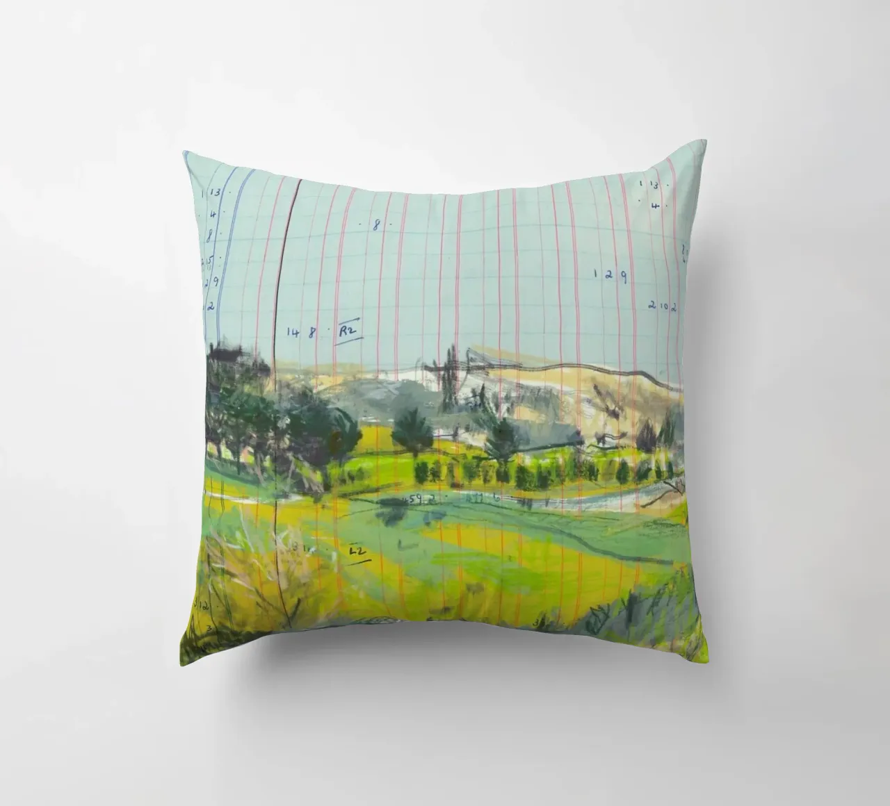 Scottish Borders Landscape On Ledger Paper cuscino da Stars Above Us