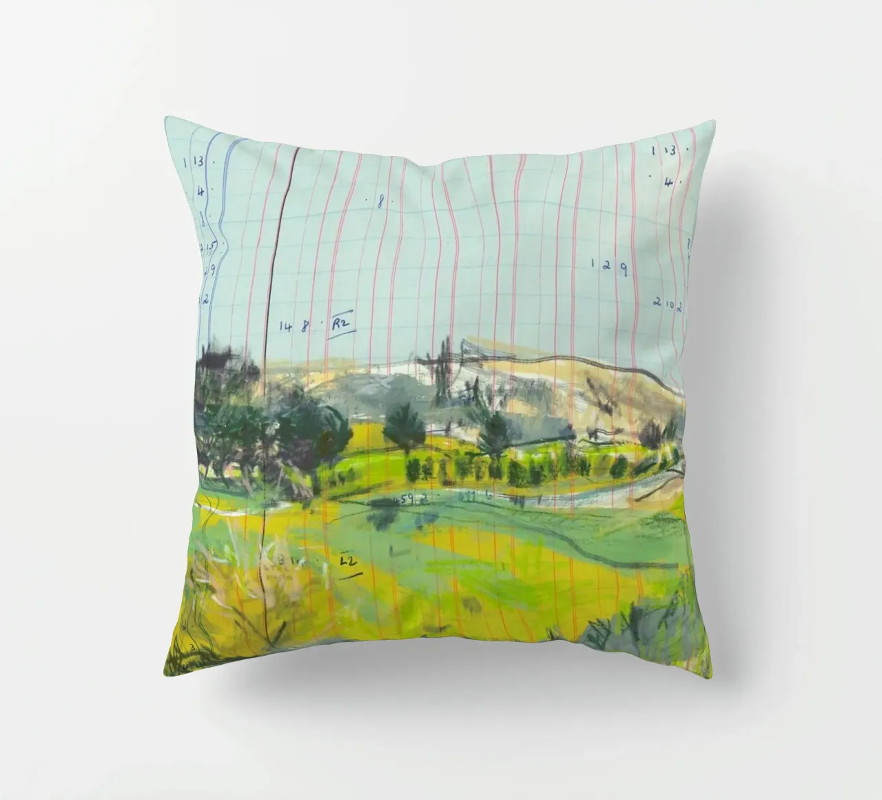 Scottish Borders Landscape On Ledger Paper cuscino da Stars Above Us