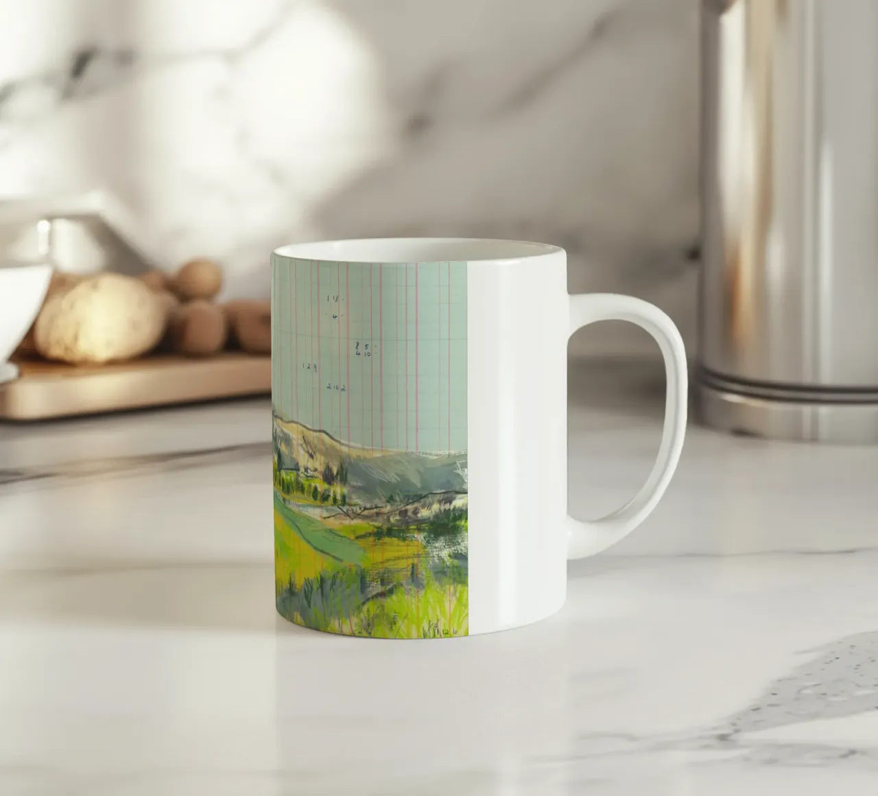 Scottish Borders Landscape On Ledger Paper tazza in ceramica da Stars Above Us