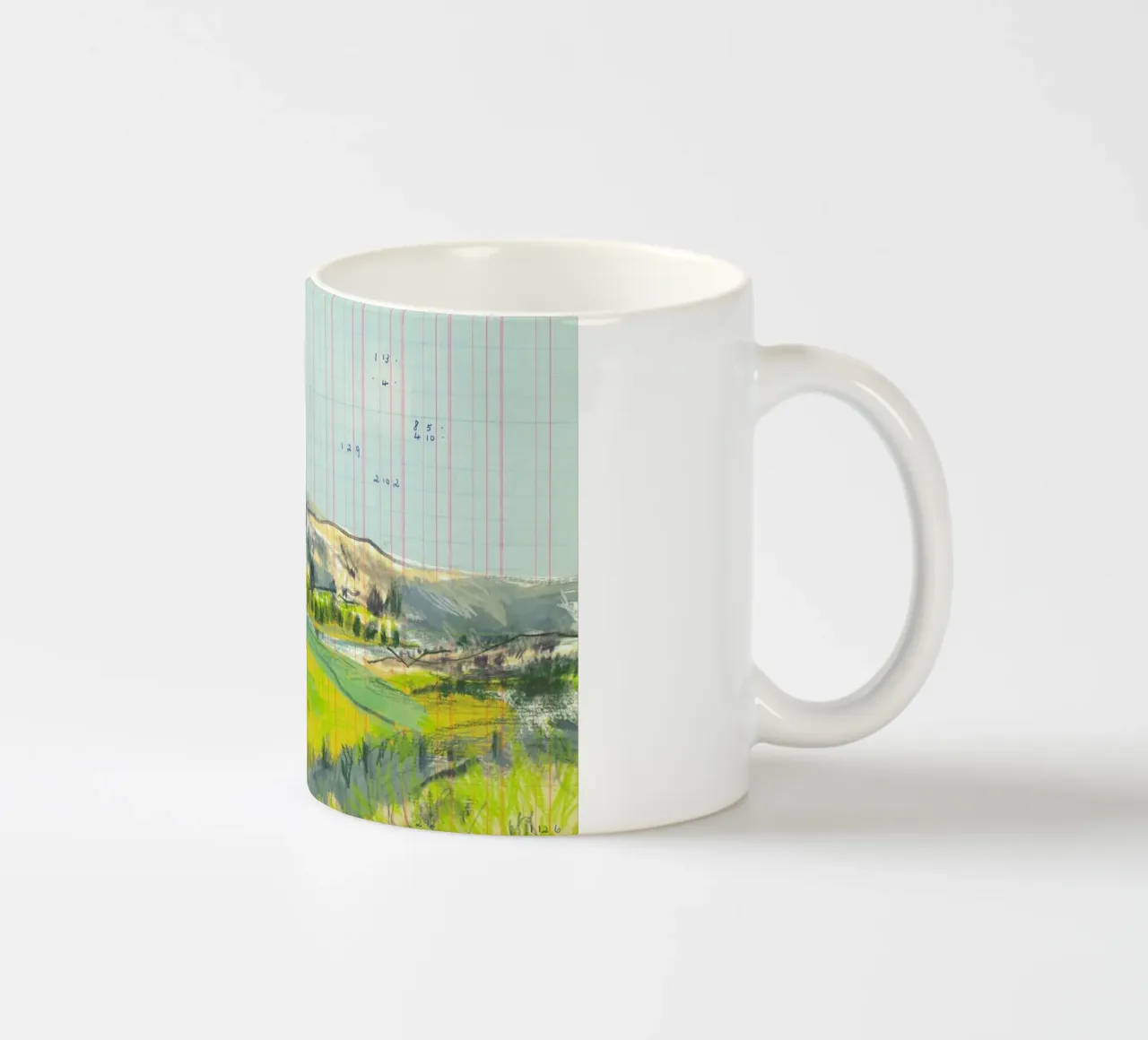Scottish Borders Landscape On Ledger Paper tazza in ceramica da Stars Above Us