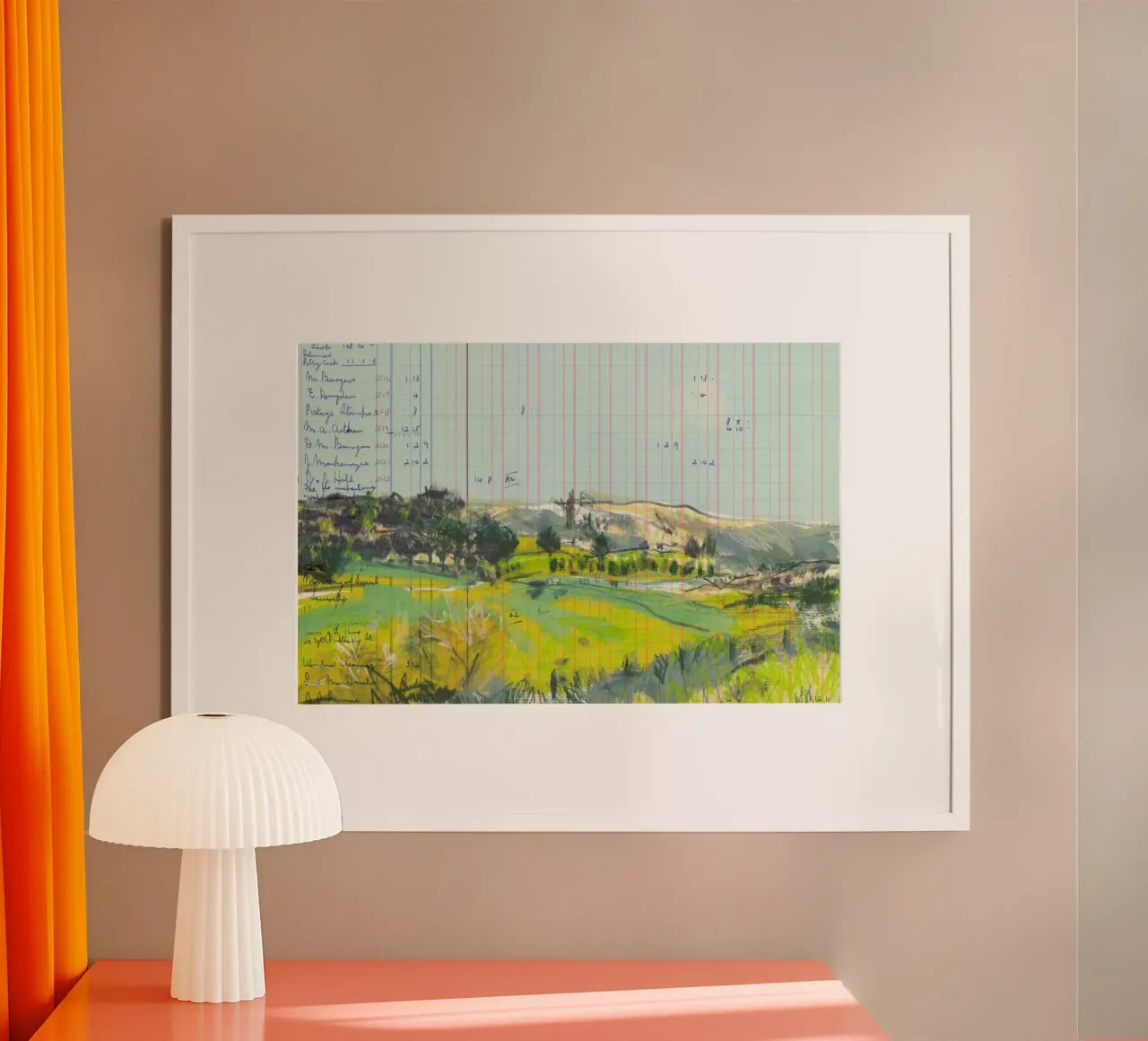 Scottish Borders Landscape On Ledger Paper poster con telaio in alluminio da Stars Above Us