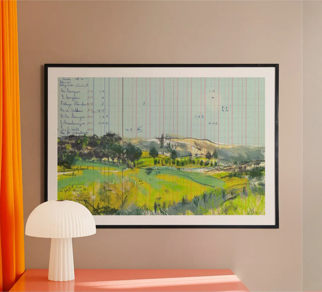 Scottish Borders Landscape On Ledger Paper poster con telaio in alluminio da Stars Above Us
