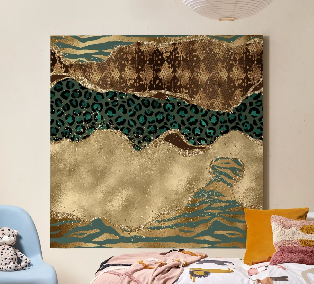 Texture Agata selvatica glitterata 02 tela con Cornice a cassetta da Gemstone Textures