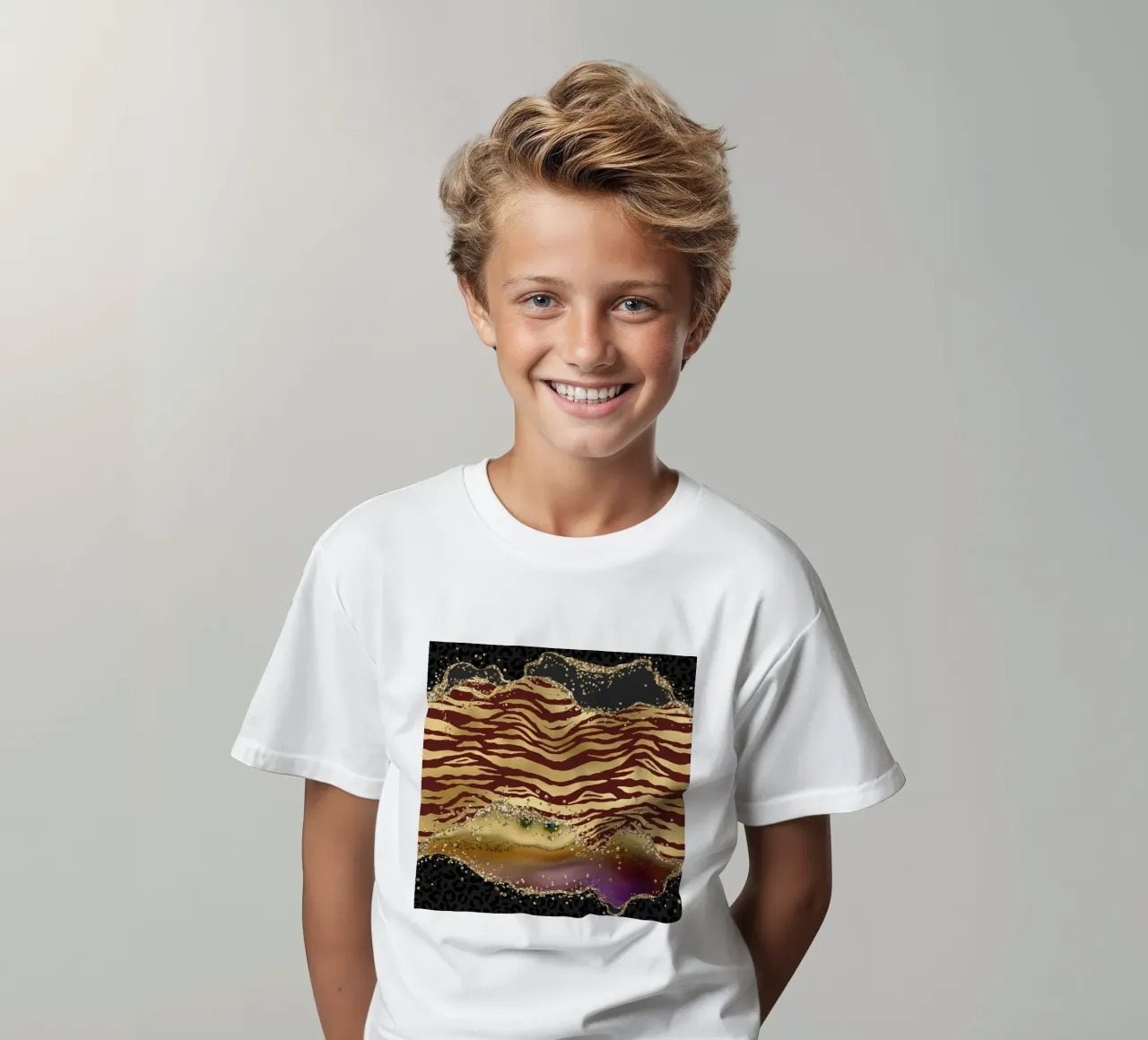 Wild Glitter Agate Texture 04 kids t-shirt by Gemstone Textures
