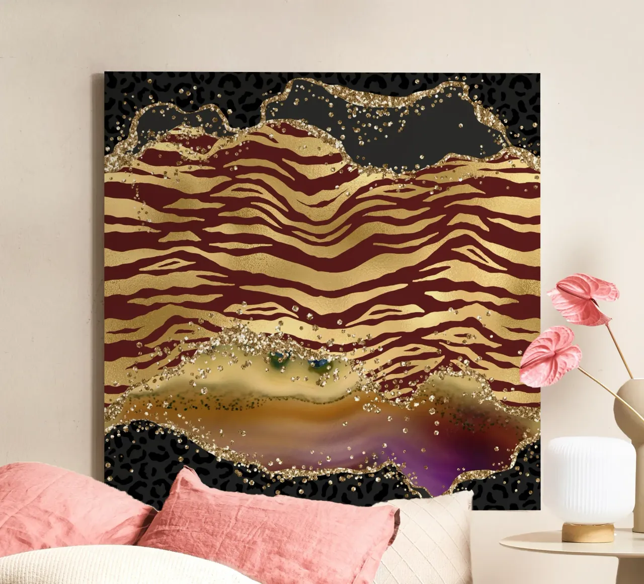 Texture Agata glitterata selvatica 04 tela con Cornice a cassetta da Gemstone Textures