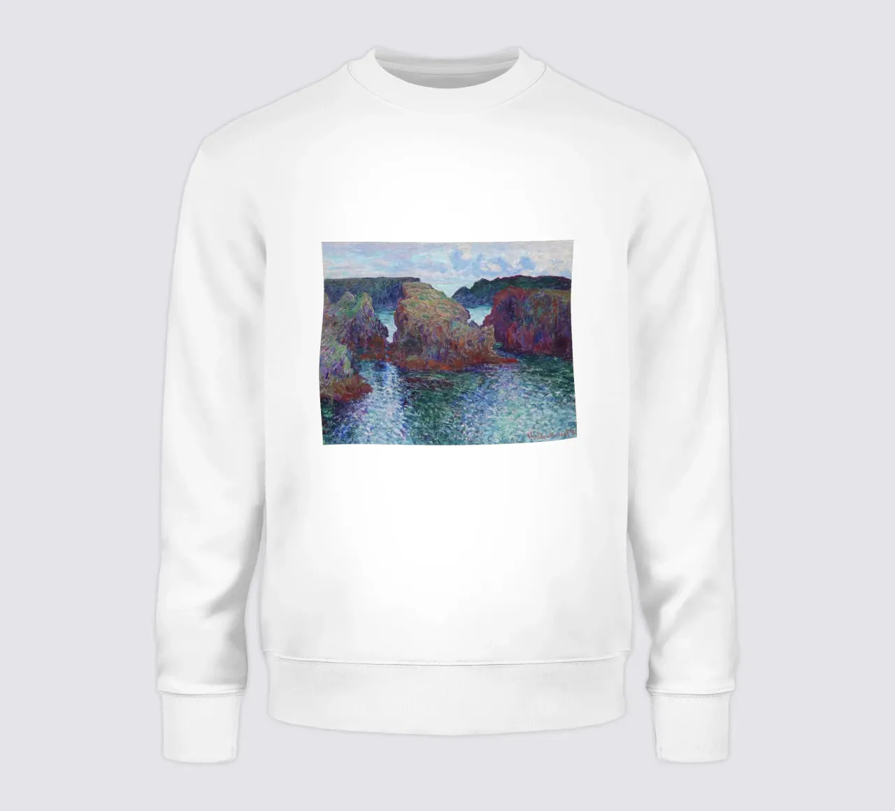 Rocks at Port-Goulphar, Belle-Île (1886) by Claude Monet. sweatshirt by Monet Art Prints