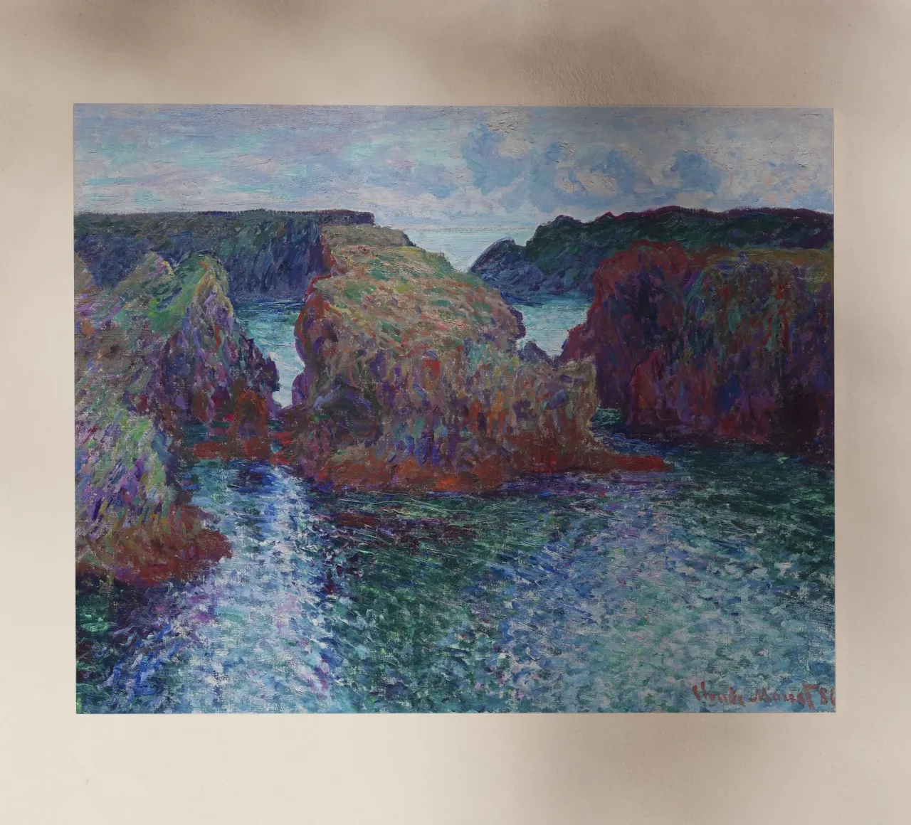 Rocce a Port-Goulphar, Belle-Île (1886) di Claude Monet. pellicola backlit da Monet Art Prints