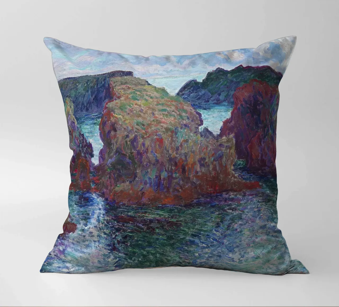 Rocce a Port-Goulphar, Belle-Île (1886) di Claude Monet. cuscino da Monet Art Prints
