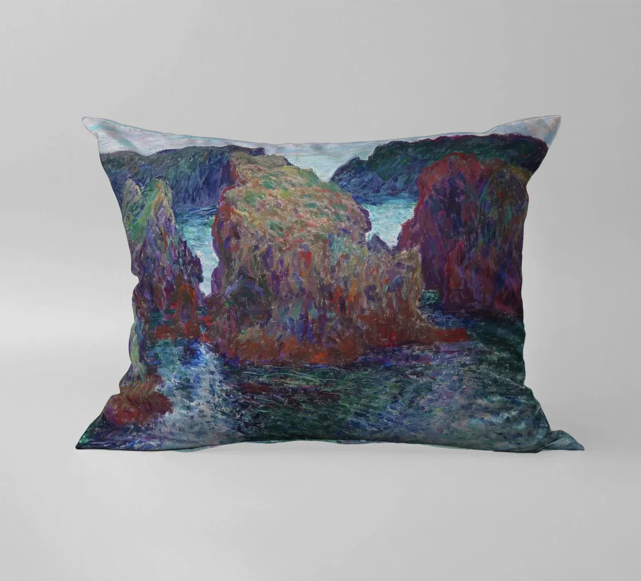 Rocce a Port-Goulphar, Belle-Île (1886) di Claude Monet. cuscino da Monet Art Prints