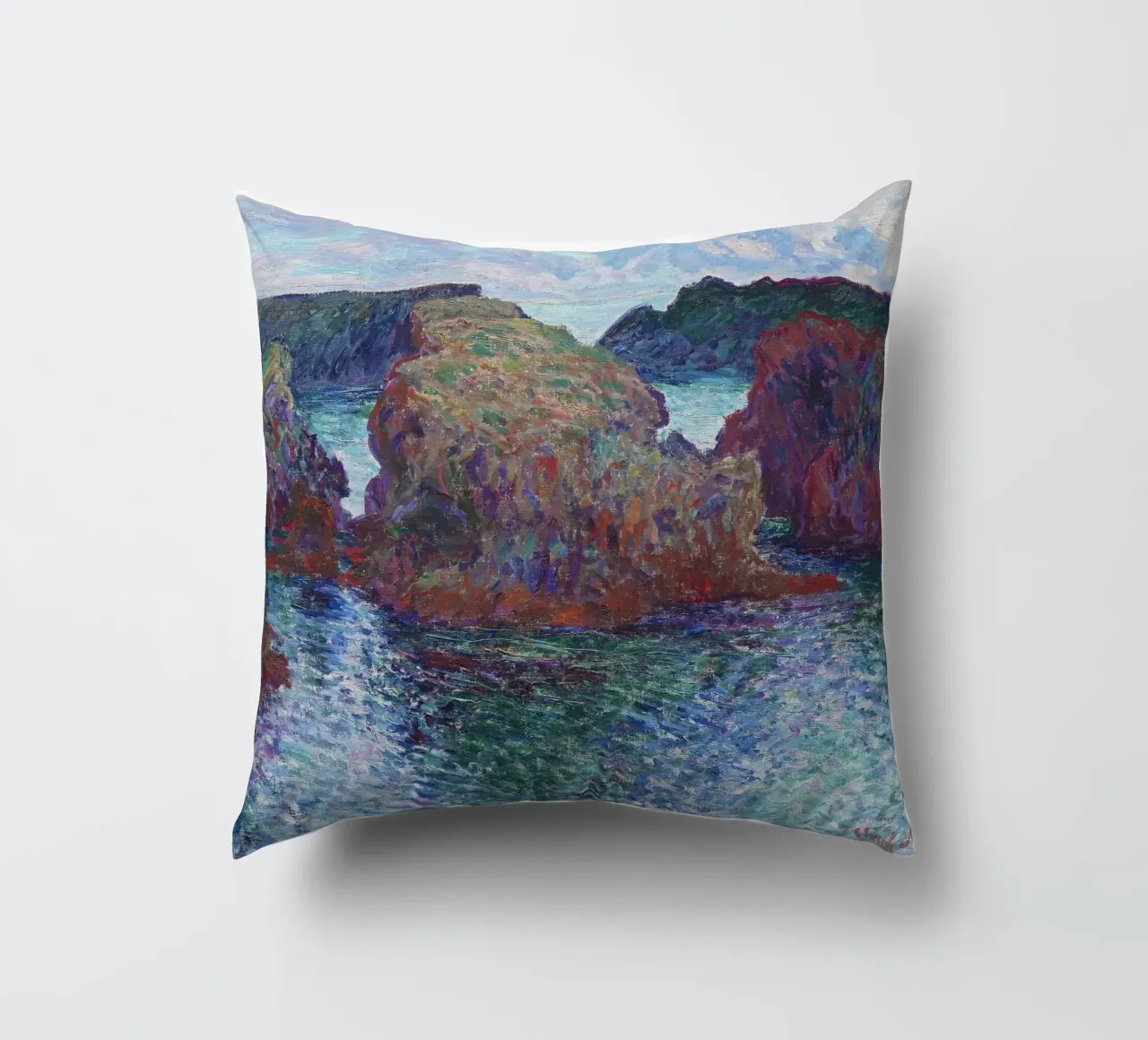 Rocce a Port-Goulphar, Belle-Île (1886) di Claude Monet. cuscino da Monet Art Prints