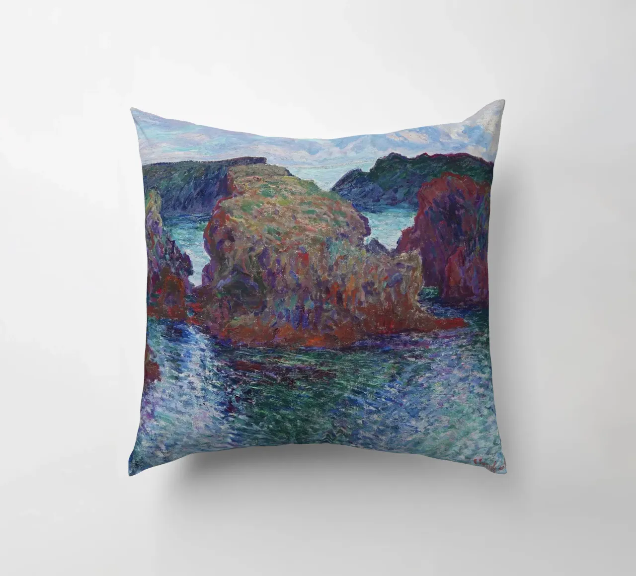 Rocce a Port-Goulphar, Belle-Île (1886) di Claude Monet. cuscino da Monet Art Prints