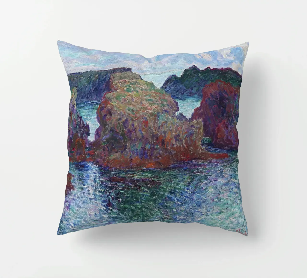 Rocce a Port-Goulphar, Belle-Île (1886) di Claude Monet. cuscino da Monet Art Prints