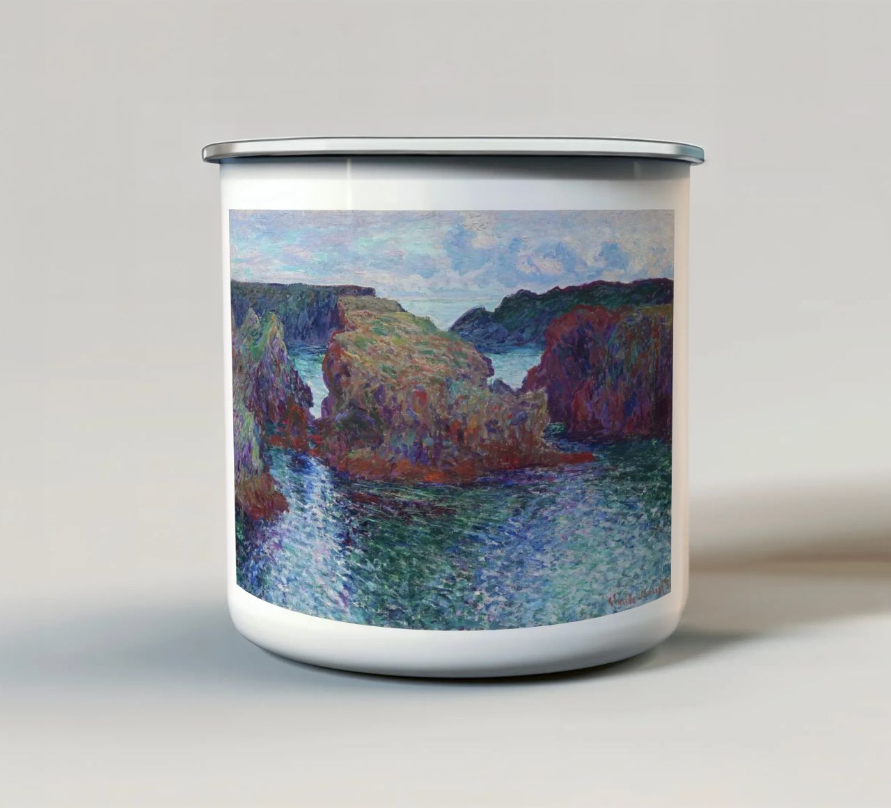 Rocce a Port-Goulphar, Belle-Île (1886) di Claude Monet. tazza in smalto da Monet Art Prints