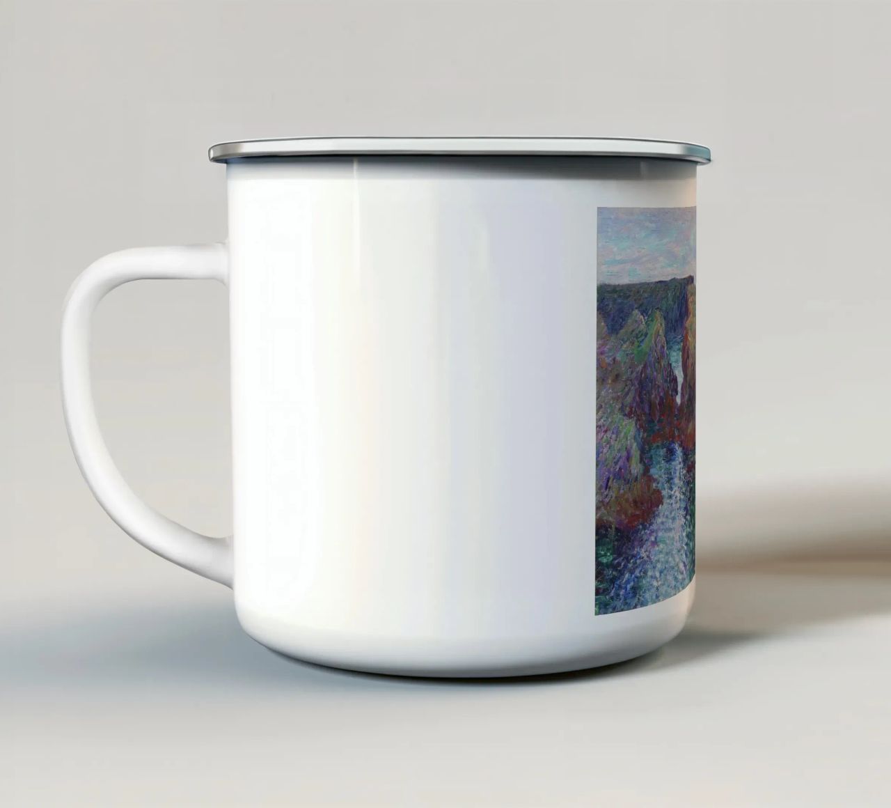 Rocce a Port-Goulphar, Belle-Île (1886) di Claude Monet. tazza in smalto da Monet Art Prints