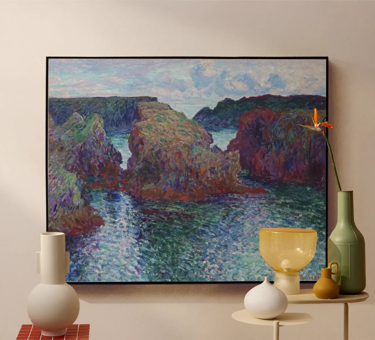 Rocce a Port-Goulphar, Belle-Île (1886) di Claude Monet. plexiglass da Monet Art Prints