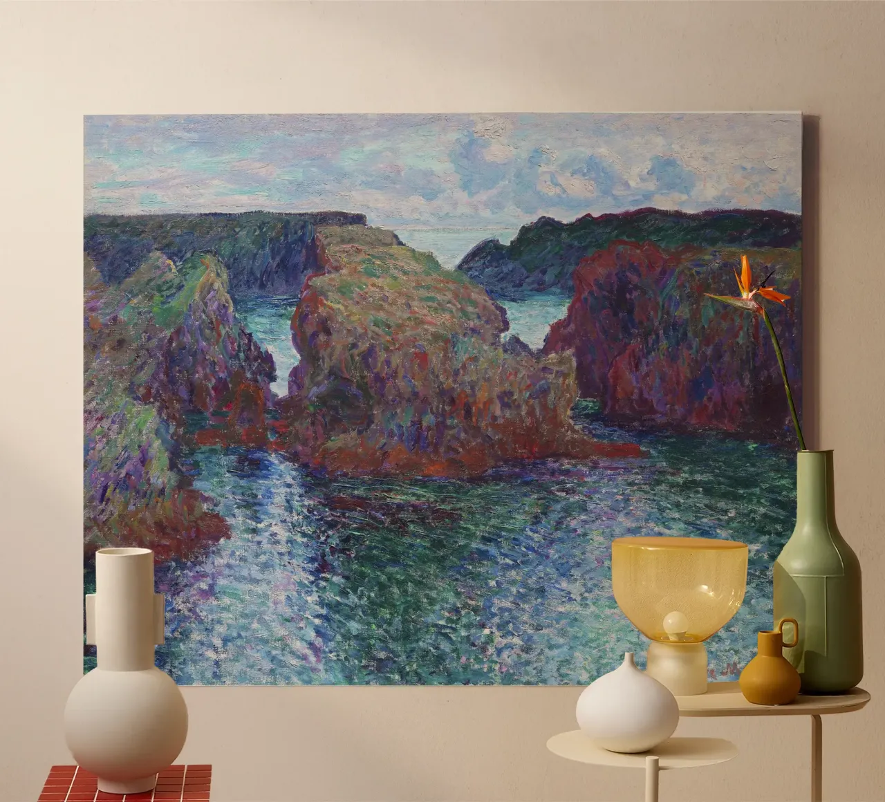 Rocks at Port-Goulphar, Belle-Île (1886) by Claude Monet. canvas by Monet Art Prints