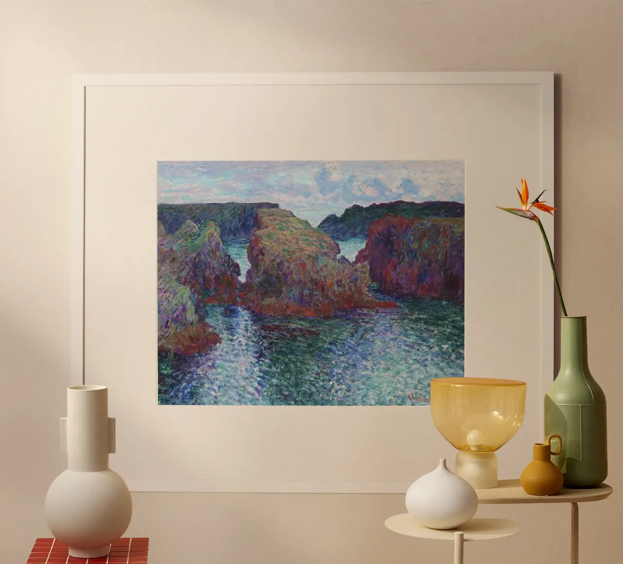 Rocce a Port-Goulphar, Belle-Île (1886) di Claude Monet. poster da Monet Art Prints
