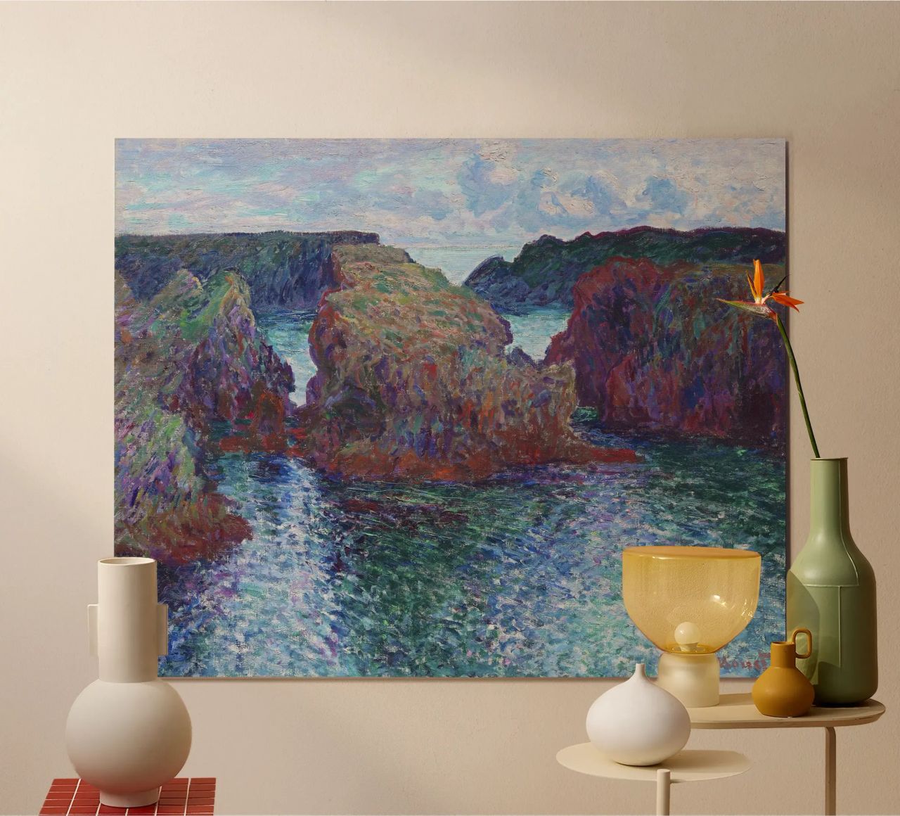 Rocce a Port-Goulphar, Belle-Île (1886) di Claude Monet. poster da Monet Art Prints